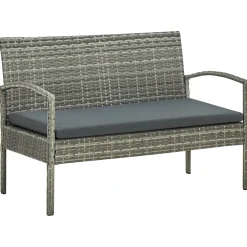 vidaXL 4-delige Loungeset met kussens poly rattan grijs