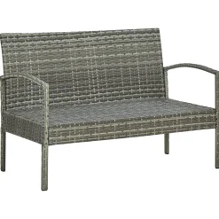 vidaXL 4-delige Loungeset met kussens poly rattan grijs