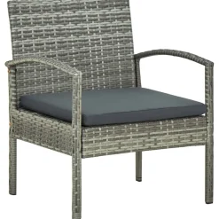vidaXL 4-delige Loungeset met kussens poly rattan grijs