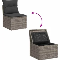 vidaXL 4-delige Loungeset met kussens poly rattan grijs