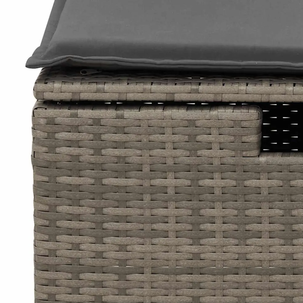 vidaXL 4-delige Loungeset met kussens poly rattan grijs