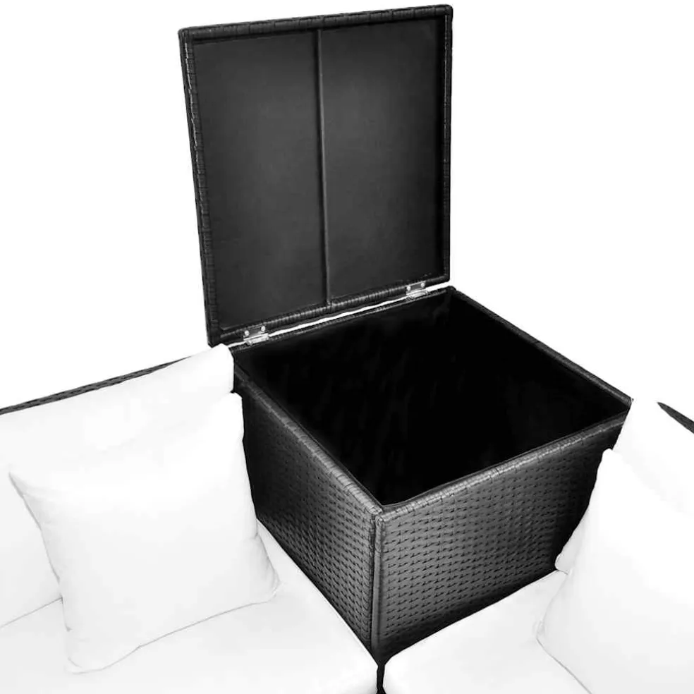 vidaXL 4-delige Loungeset met kussens poly rattan grijs