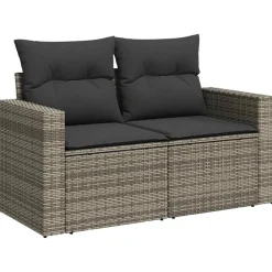 vidaXL 4-delige Loungeset met kussens poly rattan grijs
