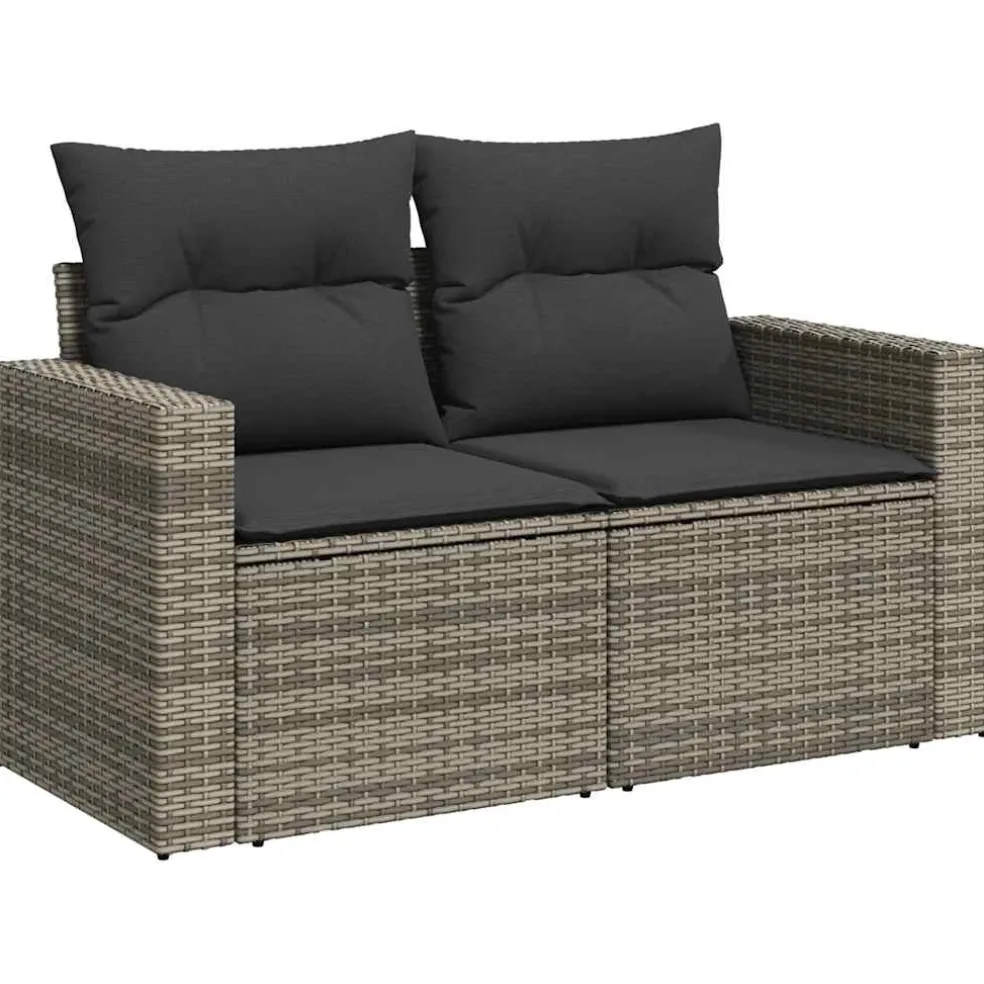 vidaXL 4-delige Loungeset met kussens poly rattan grijs