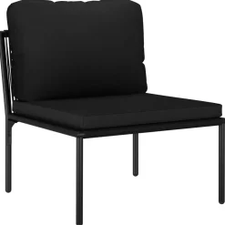 vidaXL 3-delige Loungeset met kussens PVC zwart