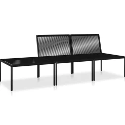 vidaXL 3-delige Loungeset met kussens PVC zwart