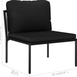 vidaXL 3-delige Loungeset met kussens PVC zwart