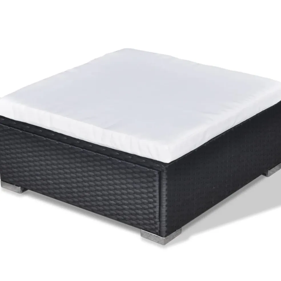 vidaXL 5-delige Loungeset met kussens poly rattan zwart