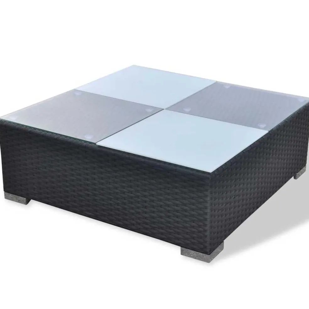 vidaXL 5-delige Loungeset met kussens poly rattan zwart