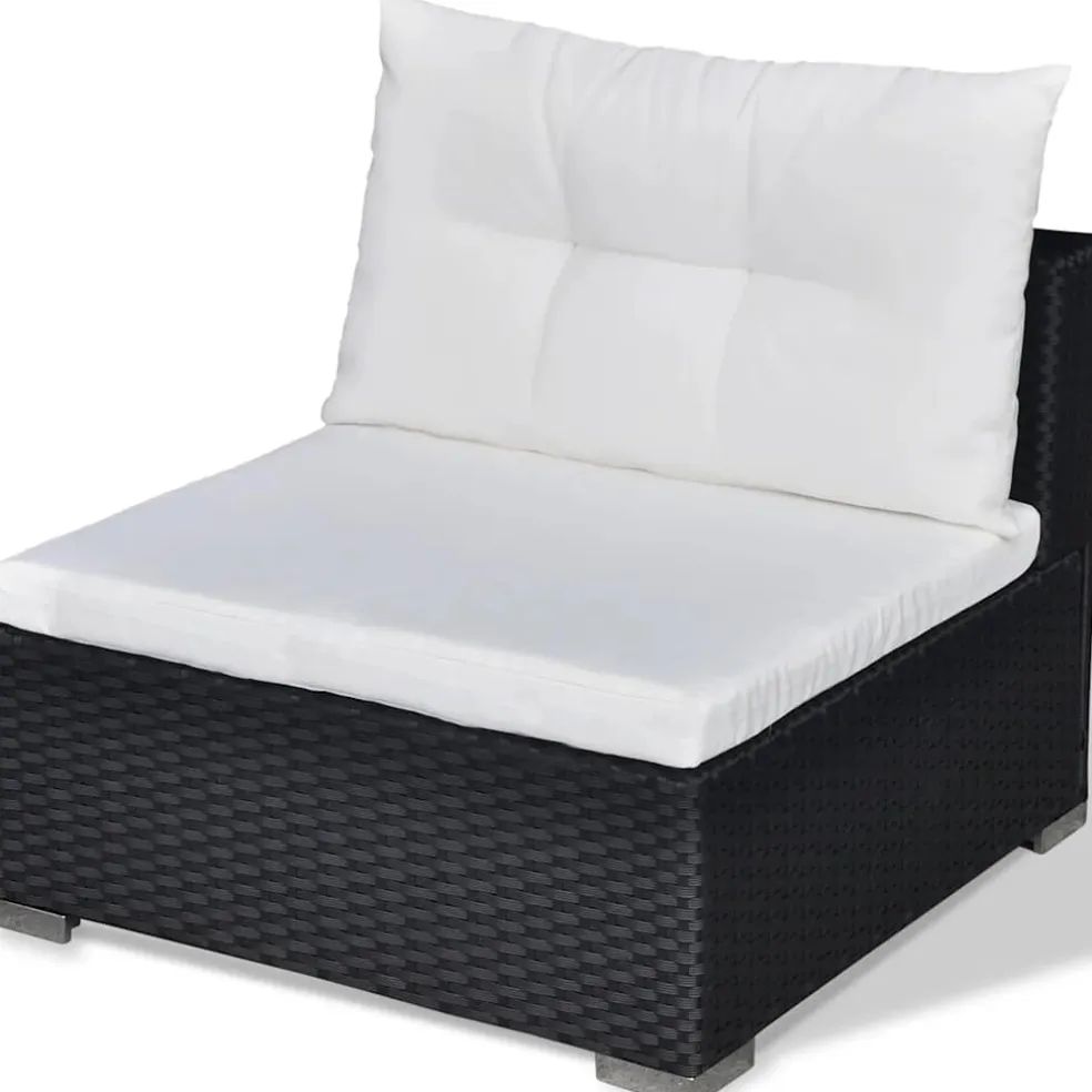 vidaXL 5-delige Loungeset met kussens poly rattan zwart