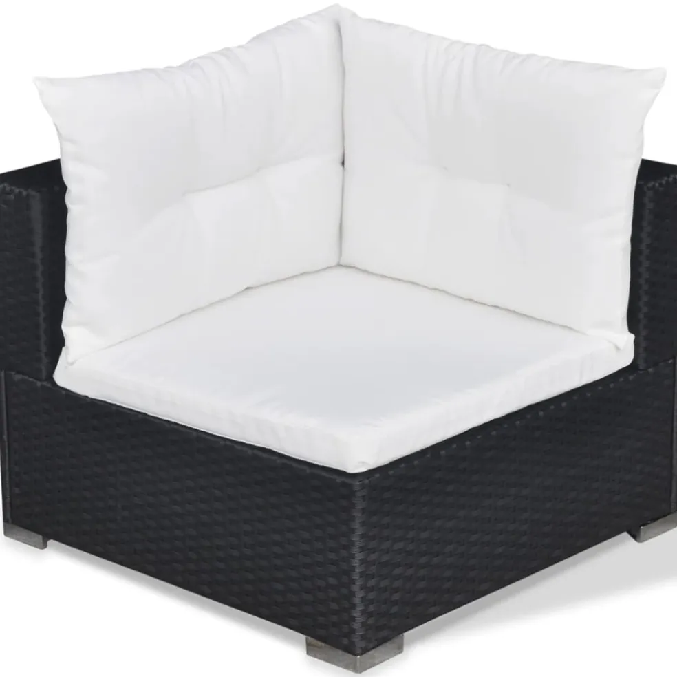 vidaXL 5-delige Loungeset met kussens poly rattan zwart
