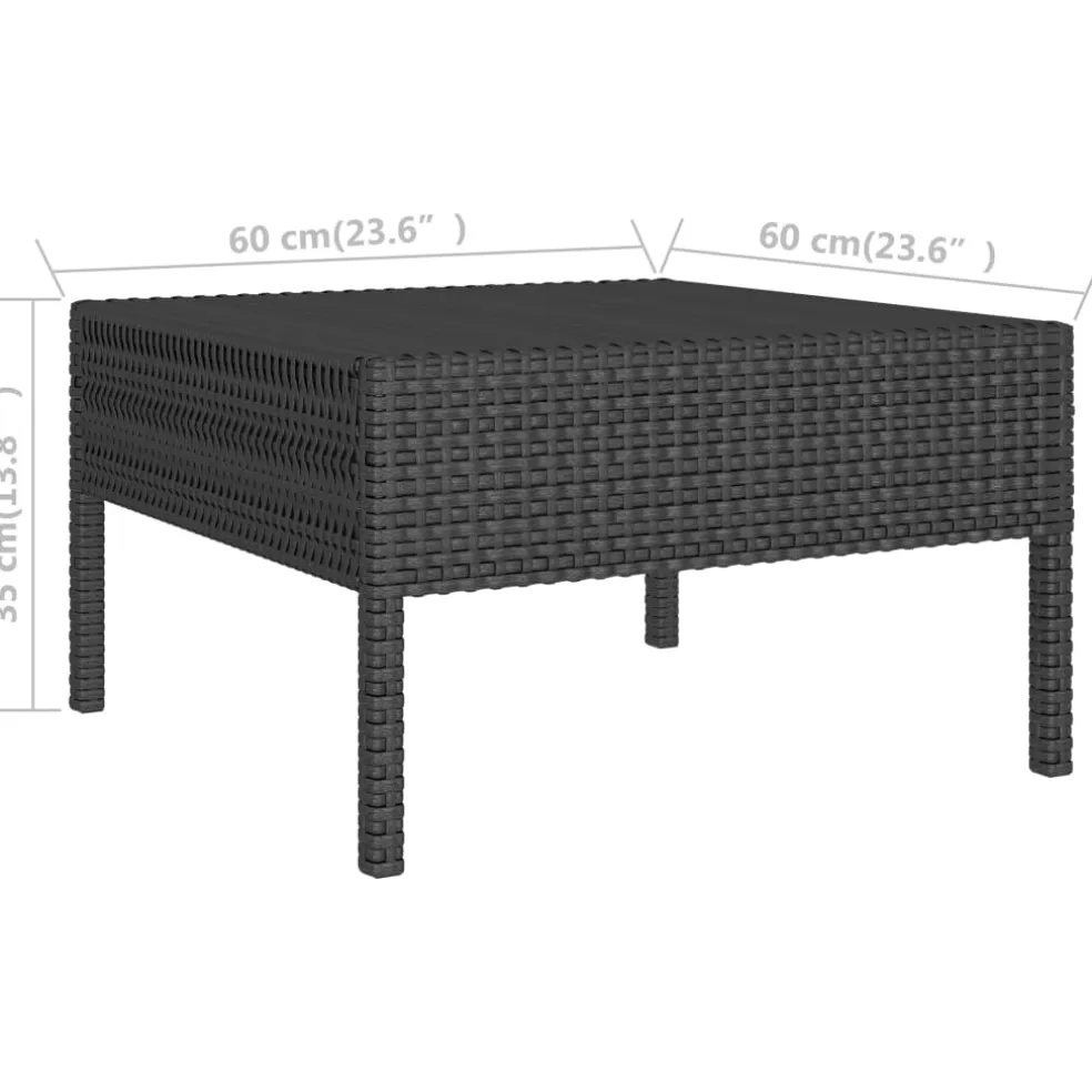 vidaXL 3-delige Loungeset met kussens poly rattan zwart
