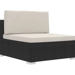 vidaXL 4-delige Loungeset met kussens poly rattan zwart
