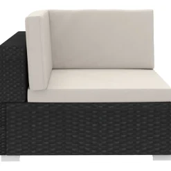 vidaXL 4-delige Loungeset met kussens poly rattan zwart
