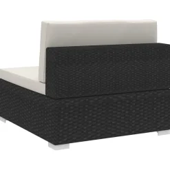 vidaXL 4-delige Loungeset met kussens poly rattan zwart