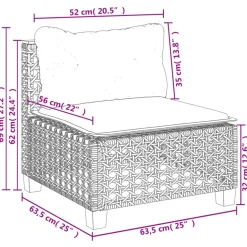 vidaXL 6-delige Loungeset met kussens poly rattan zwart