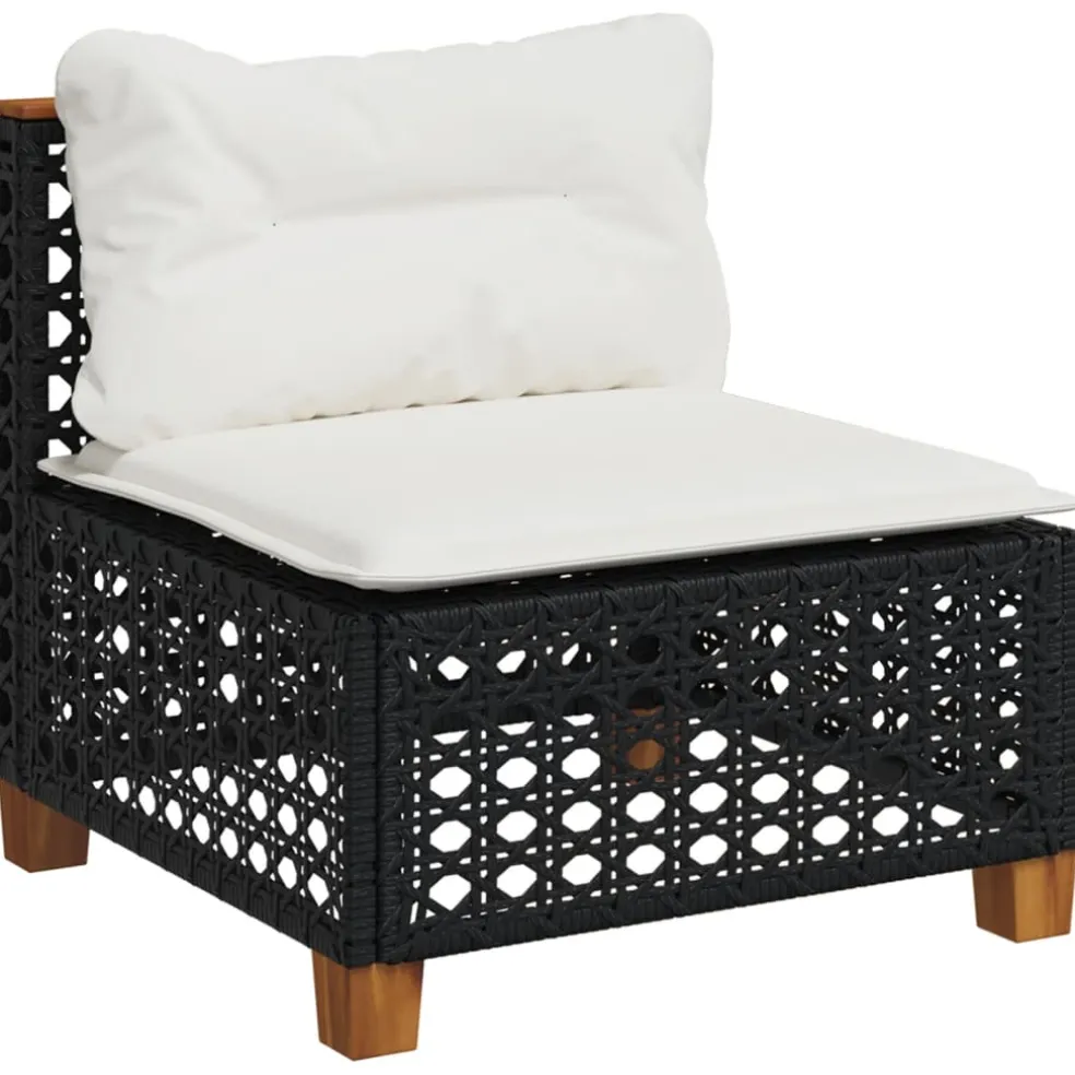 vidaXL 6-delige Loungeset met kussens poly rattan zwart