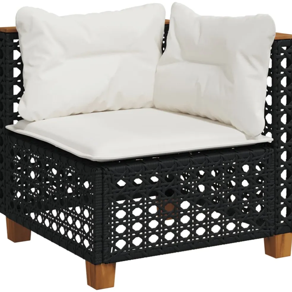 vidaXL 6-delige Loungeset met kussens poly rattan zwart