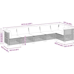 vidaXL 6-delige Loungeset met kussens poly rattan zwart