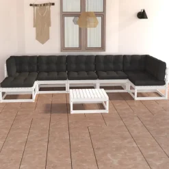 vidaXL 8-delige Loungeset met kussens massief grenenhout