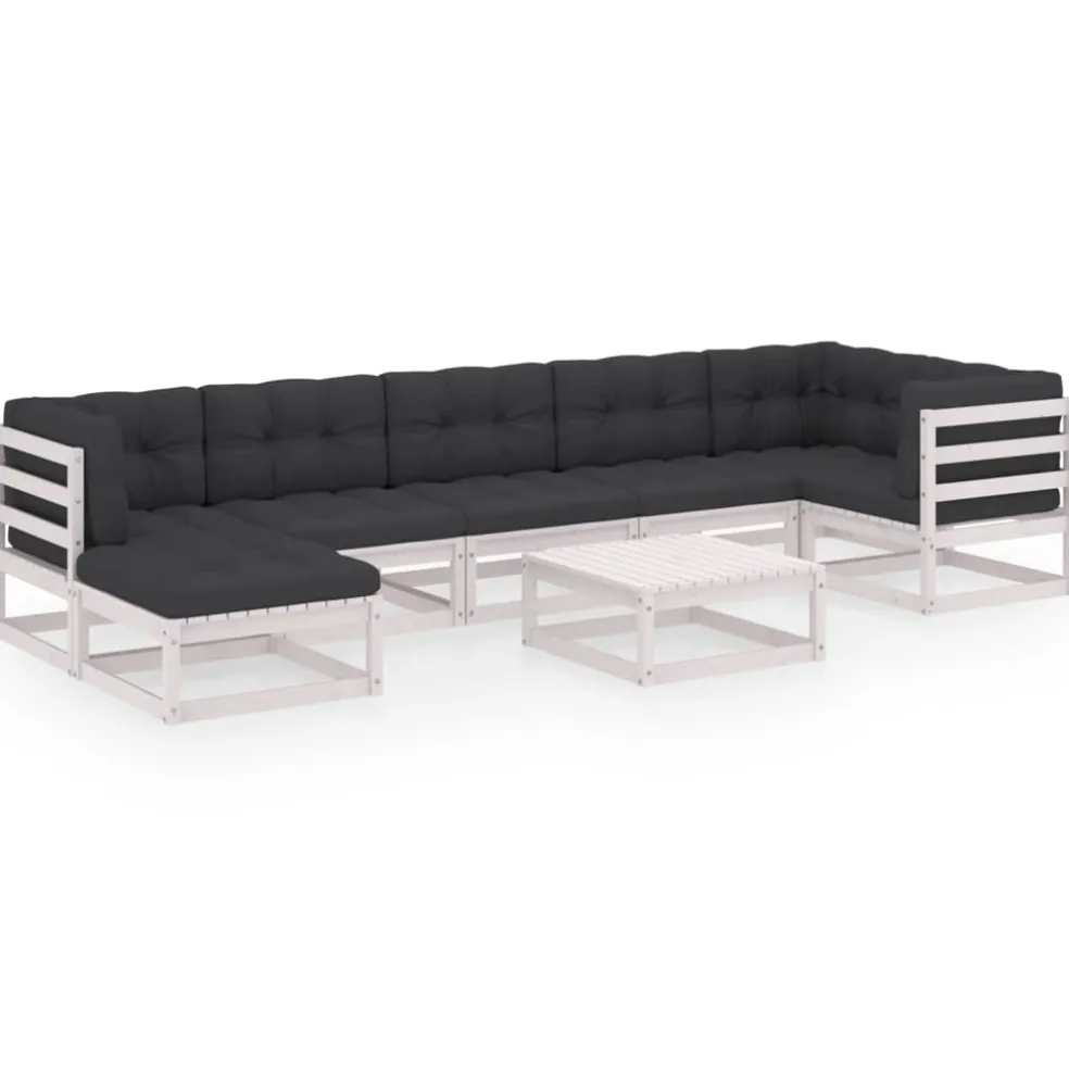 vidaXL 8-delige Loungeset met kussens massief grenenhout