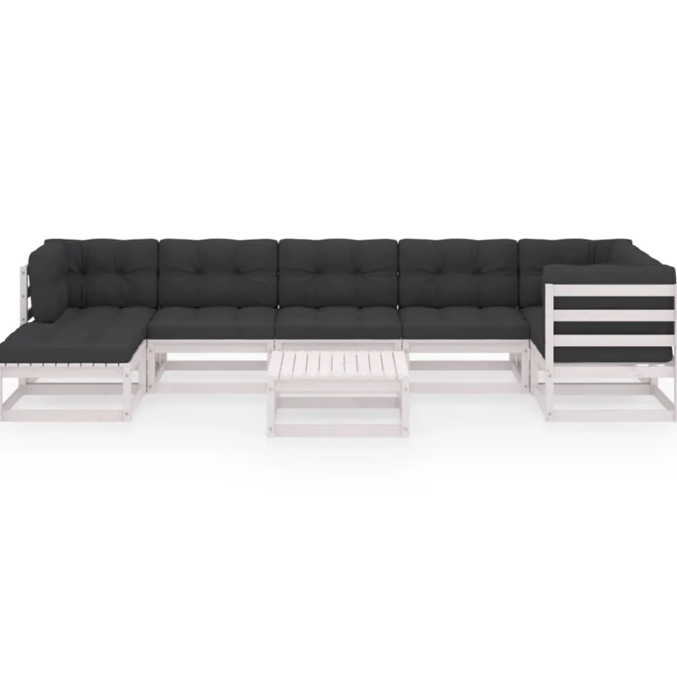 vidaXL 8-delige Loungeset met kussens massief grenenhout