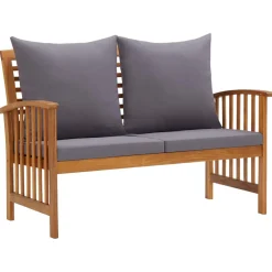 vidaXL 3-delige Loungeset met kussens massief acaciahout