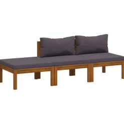 vidaXL 3-delige Loungeset met kussens massief acaciahout
