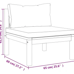vidaXL 3-delige Loungeset met kussens massief acaciahout