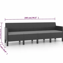 vidaXL 2-delige Loungeset met kussens PP rattan antracietkleurig