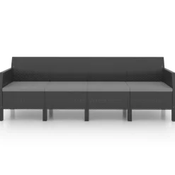 vidaXL 2-delige Loungeset met kussens PP rattan antracietkleurig