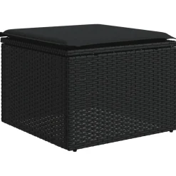 vidaXL 5-delige Loungeset met kussens poly rattan zwart