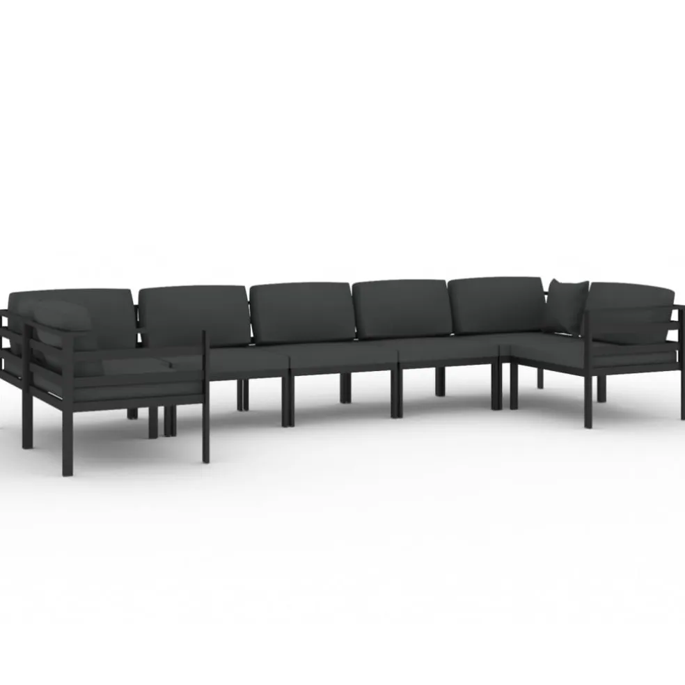 vidaXL 7-delige Loungeset met kussens aluminium antracietkleurig