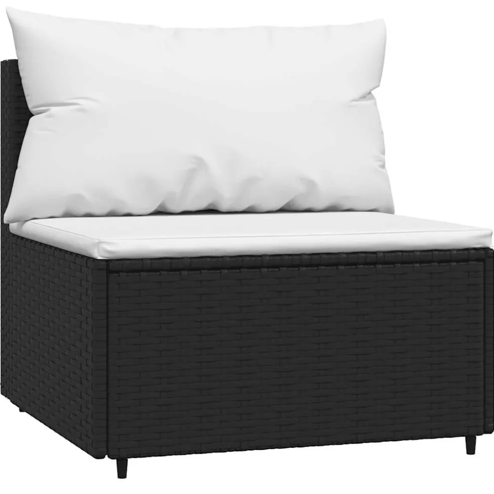 vidaXL 4-delige Loungeset met kussens poly rattan zwart