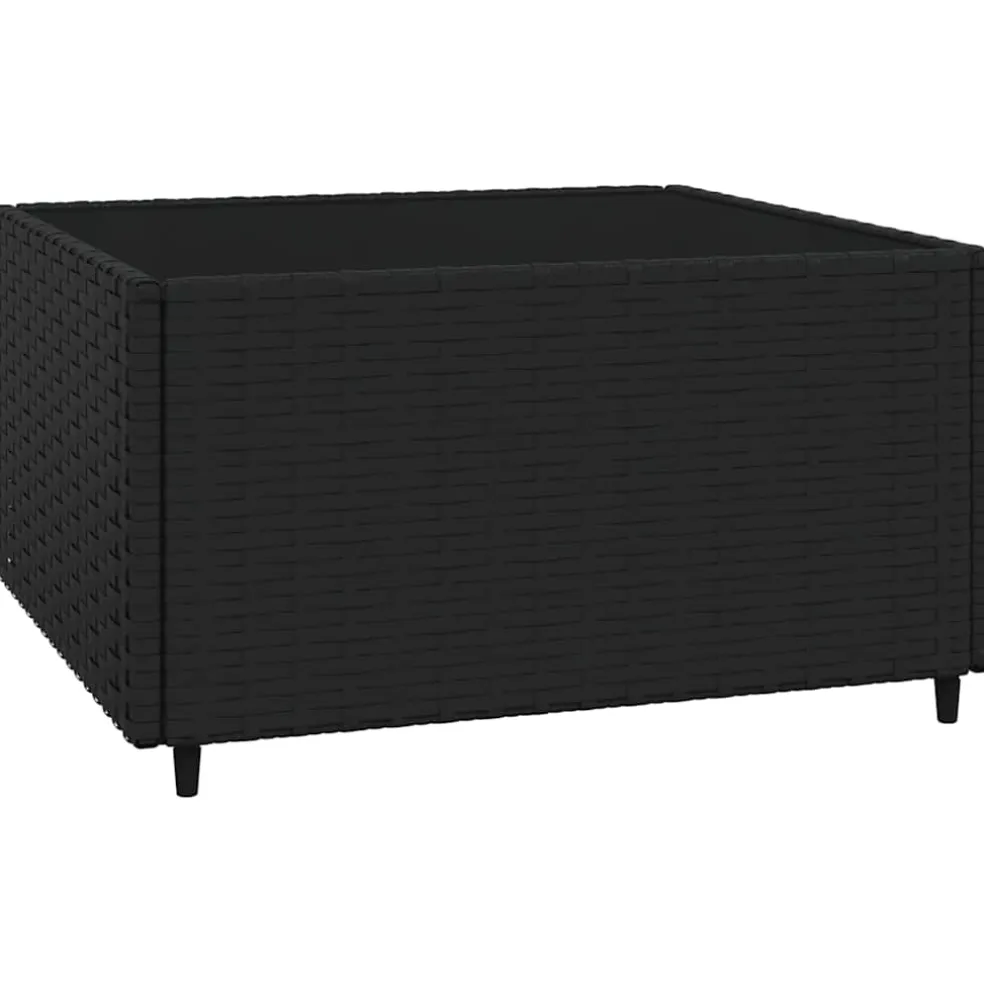 vidaXL 4-delige Loungeset met kussens poly rattan zwart