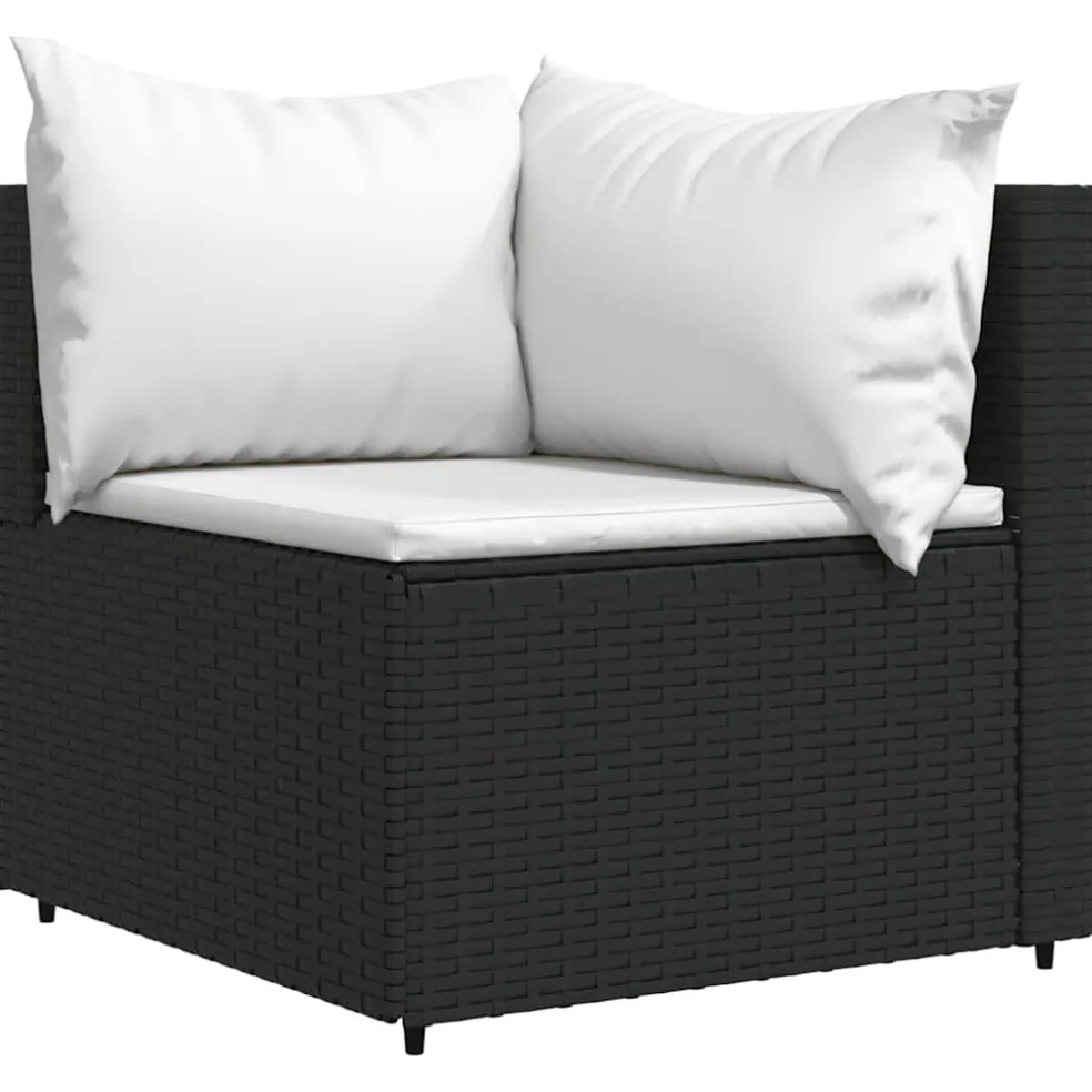 vidaXL 4-delige Loungeset met kussens poly rattan zwart