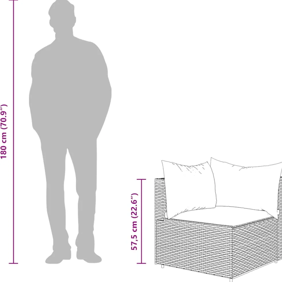 vidaXL 4-delige Loungeset met kussens poly rattan zwart