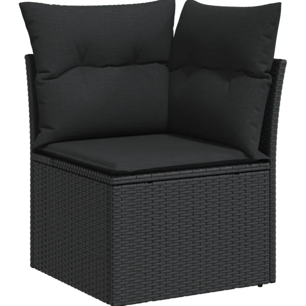 vidaXL 7-delige Loungeset met kussens poly rattan zwart
