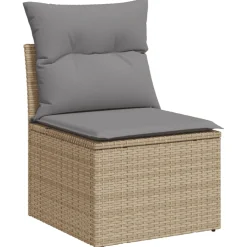 vidaXL 6-delige Loungeset met kussens poly rattan beige
