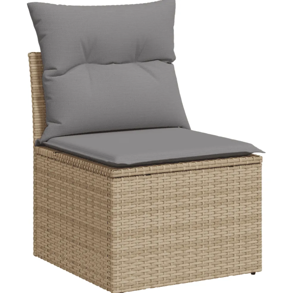 vidaXL 6-delige Loungeset met kussens poly rattan beige