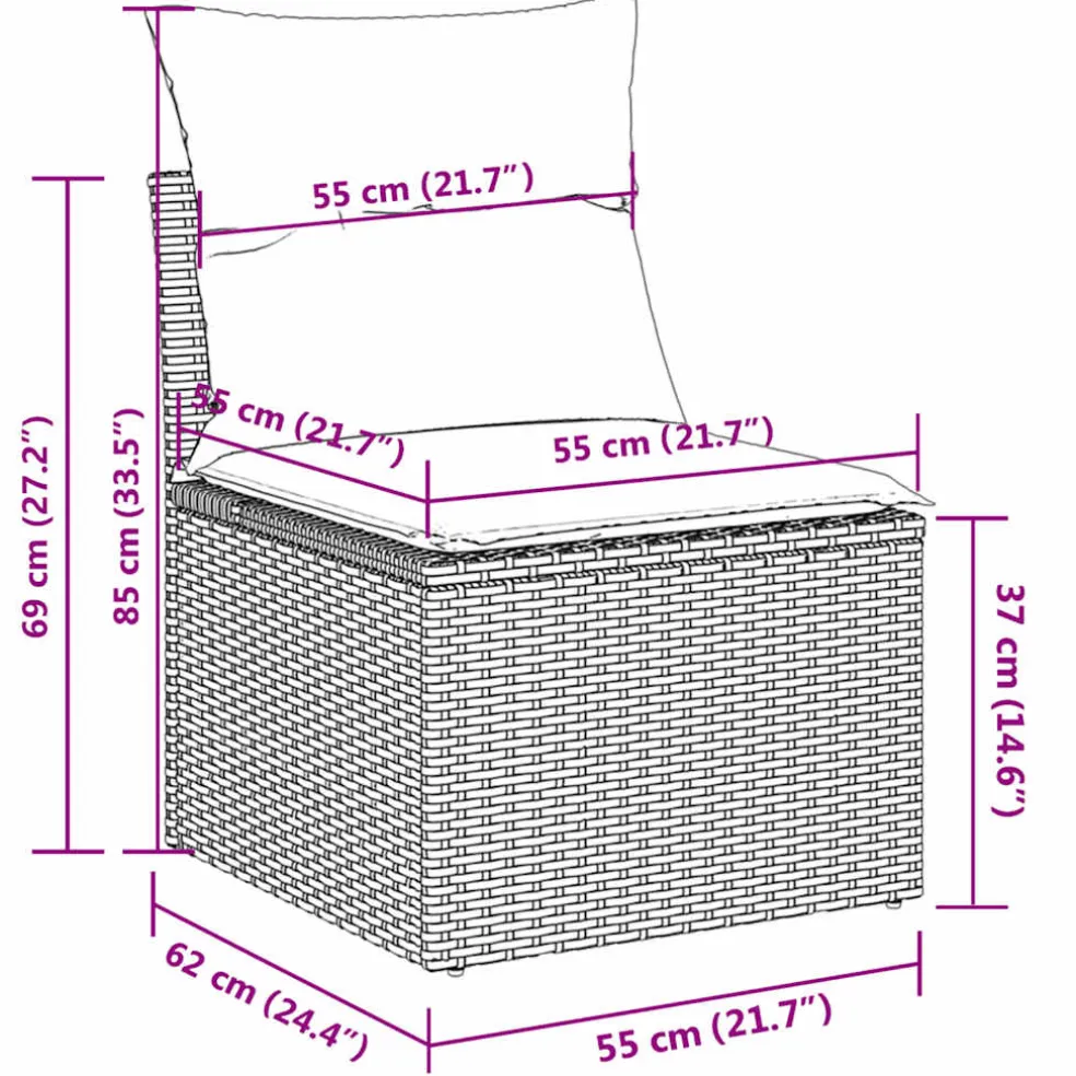 vidaXL 8-delige Loungeset met kussens poly rattan bruin