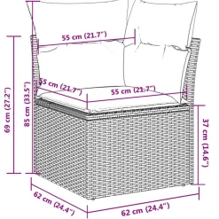 vidaXL 8-delige Loungeset met kussens poly rattan bruin