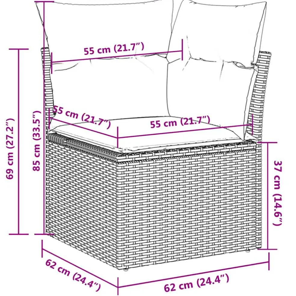 vidaXL 8-delige Loungeset met kussens poly rattan bruin