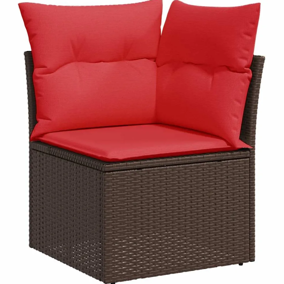 vidaXL 8-delige Loungeset met kussens poly rattan bruin