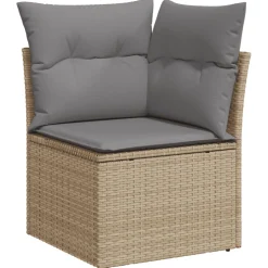 vidaXL 6-delige Loungeset met kussens poly rattan beige