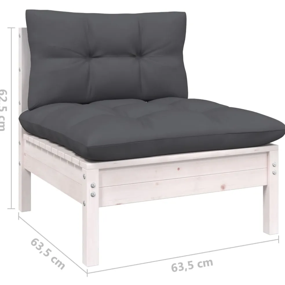 vidaXL 11-delige Loungeset met kussens massief grenenhout wit
