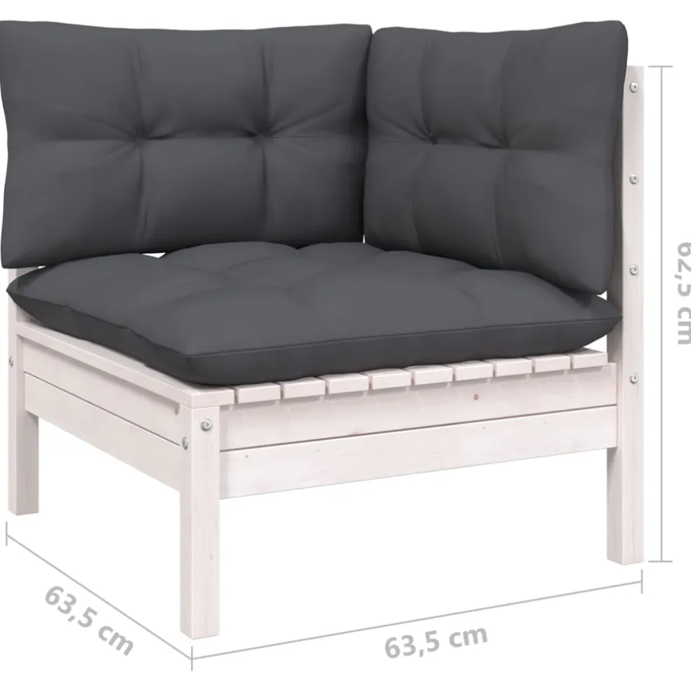 vidaXL 11-delige Loungeset met kussens massief grenenhout wit
