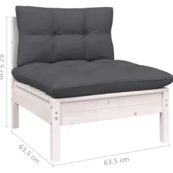 vidaXL 10-delige Loungeset met kussens massief grenenhout wit
