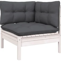 vidaXL 10-delige Loungeset met kussens massief grenenhout wit