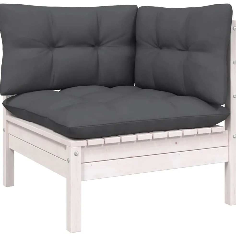 vidaXL 10-delige Loungeset met kussens massief grenenhout wit